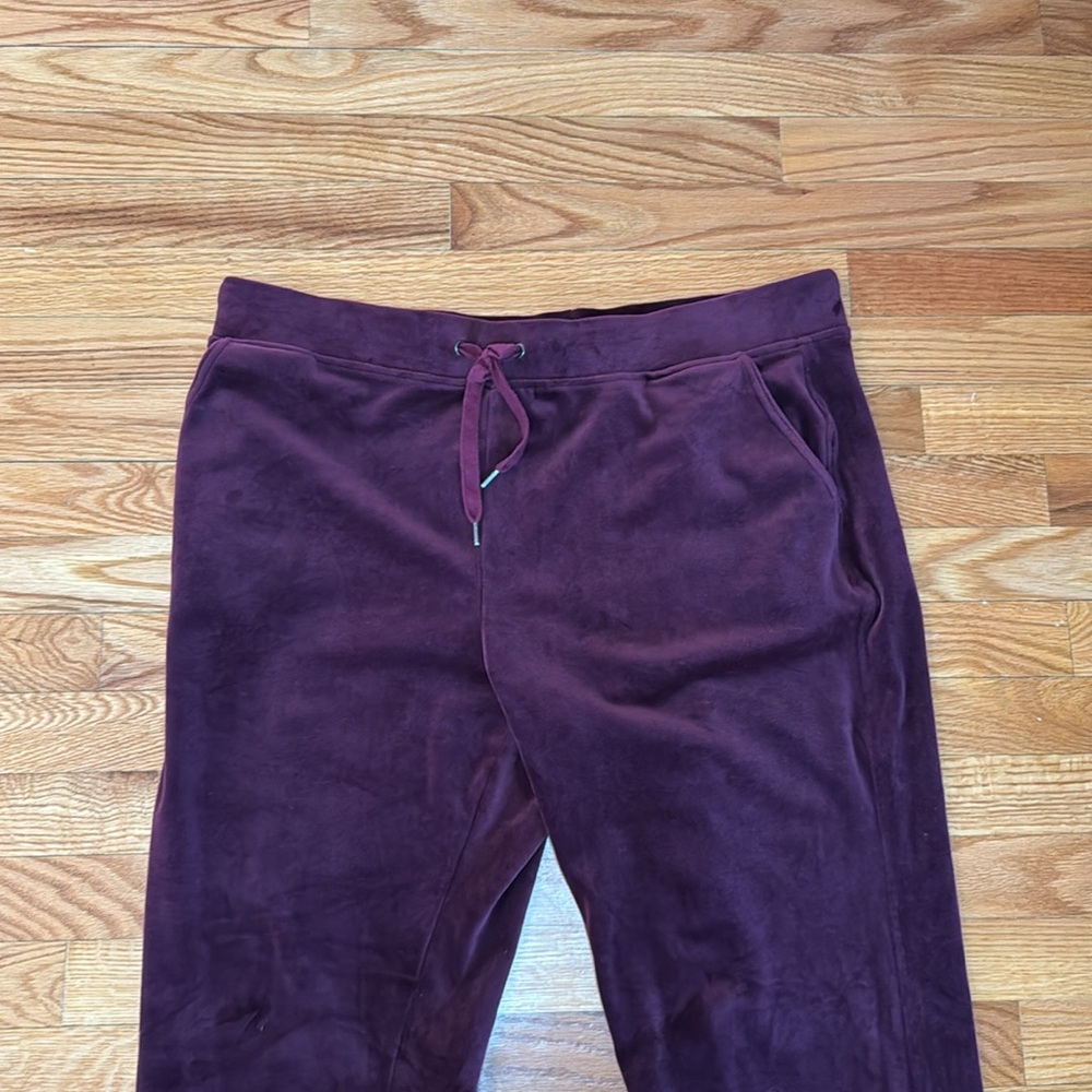 Gloria Vanderbilt Purple Velour Velvet Missy Sweatpants Lounge Pant Sz XL - Picture 2 of 9